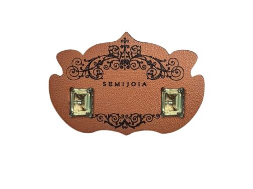 Brinco Retângulo de Cristal Citrino Amarelo em Banho de Ródio Negro