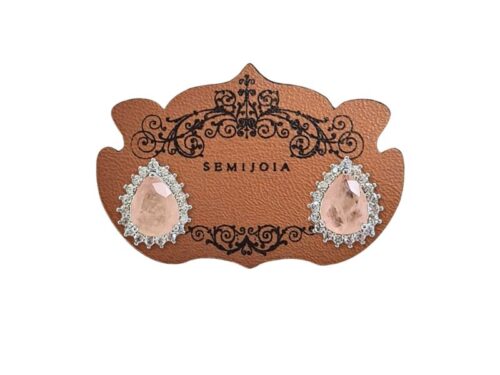 Brinco Gota Fusion Premium Morganita Cravejado de Zircônias Cristal em Banho de Prata 925