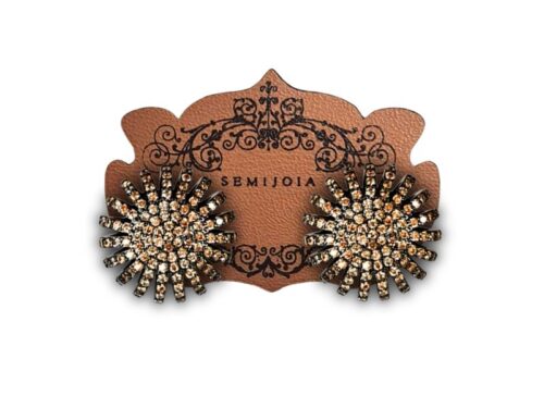 Brinco Redondo Vazado Cravejado de Zircônias Morganita em Banho de Ródio Negro