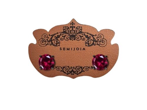 Brinco Solitário Rubi Vermelho em Banho de Ródio Negro