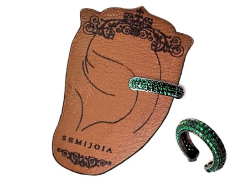 Piercing Fake Unilateral Cravejado de Zircônias Esmeralda em Banho de Ródio Negro