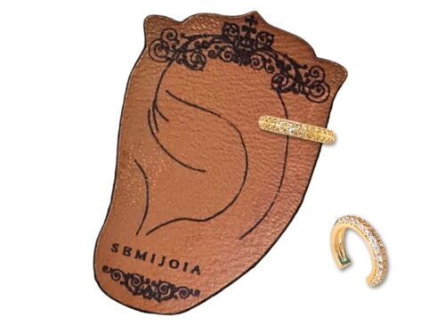 Piercing Fake Unilateral Pequeno Cravejado de Zircônias Cristal em Banho de Ouro Amarelo