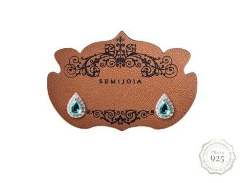 Brinco Mini Gota Turmalina Microcravejada de Zircônias Transparentes de Prata 925 Maciça