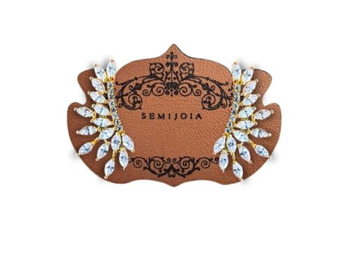 Brinco Ear Cuff Navetes de Zircônia Transparente em Banho de Ouro Amarelo