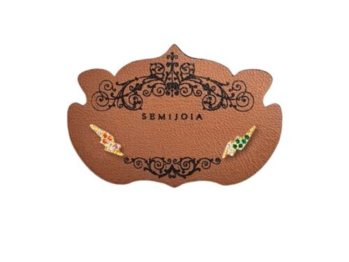 Brinco Mini Raio Cravejado de Zircônias Coloridas em Banho de Ouro Amarelo