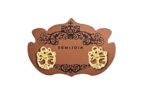 Brinco Mini Árvore da Vida em Banho de Ouro Amarelo